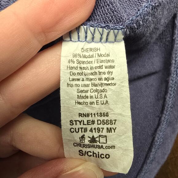 Women's Cherish Blue 3/4 Sleeve Sweatshirt Shirt Dress w/ Pockets | Size Small - Picture 10 of 10